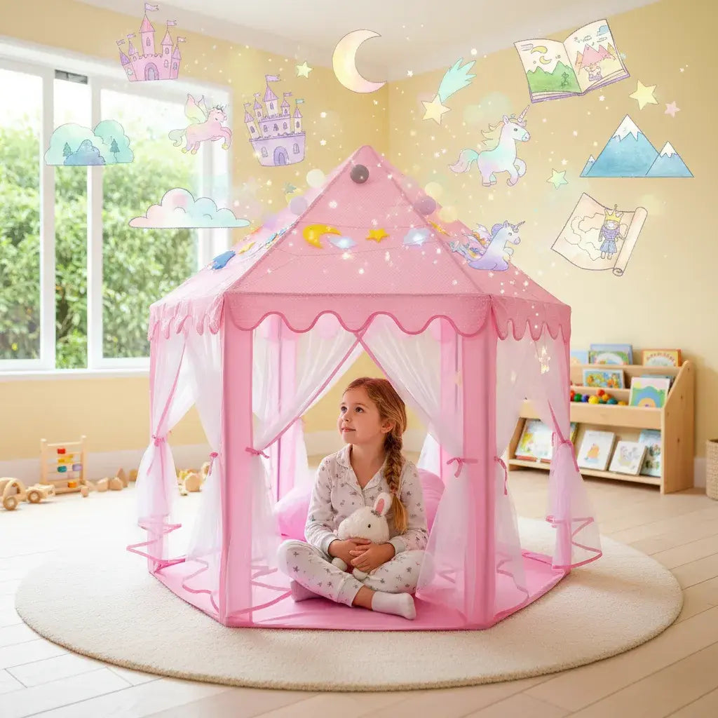 CASA CASTILLO INFANTIL + LUCES + LIBRO DE PINTURA