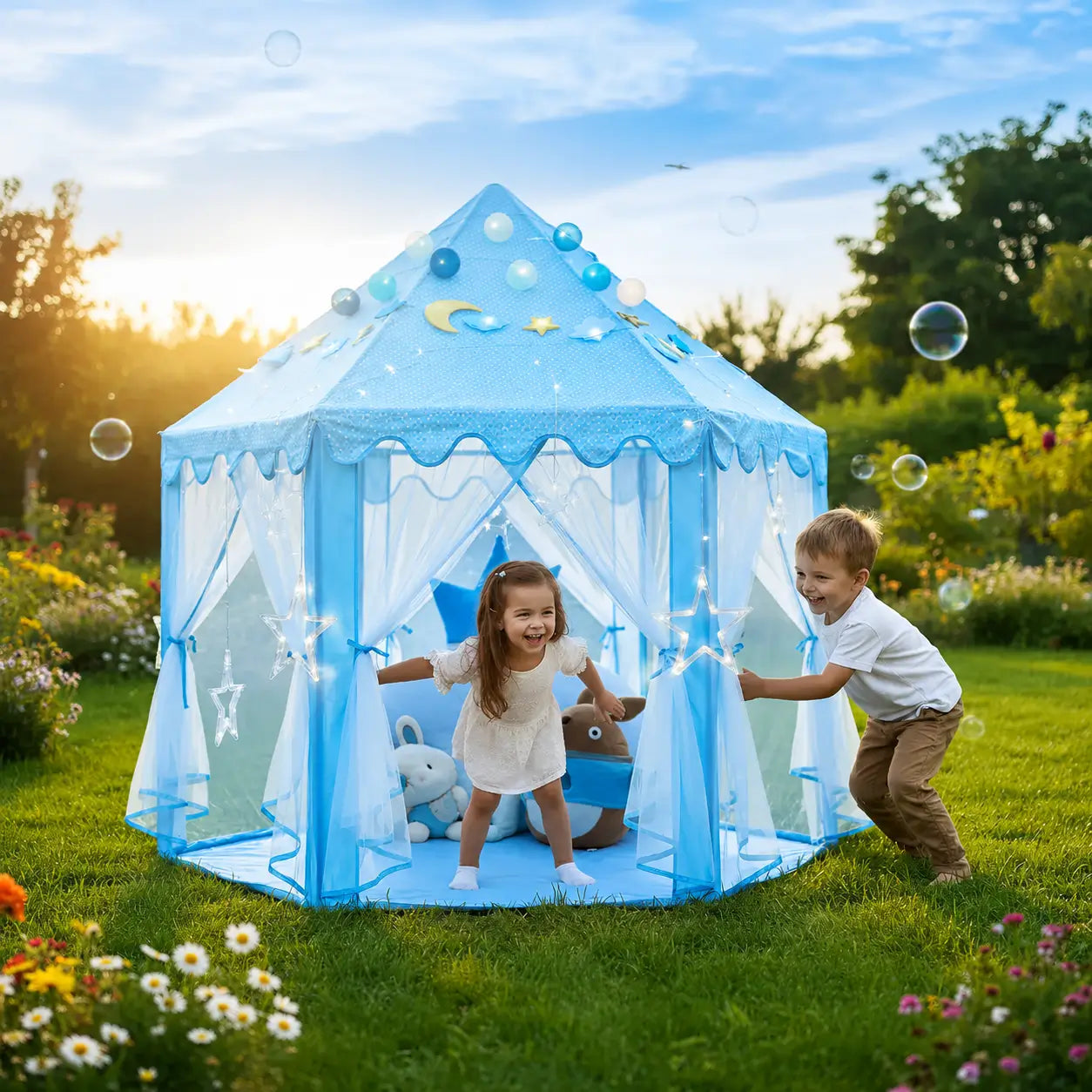 CASA CASTILLO INFANTIL + LUCES + LIBRO DE PINTURA